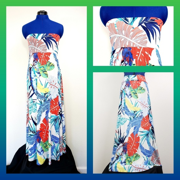 NEW summer strapless resort maxi dress skirt - Picture 3 of 8